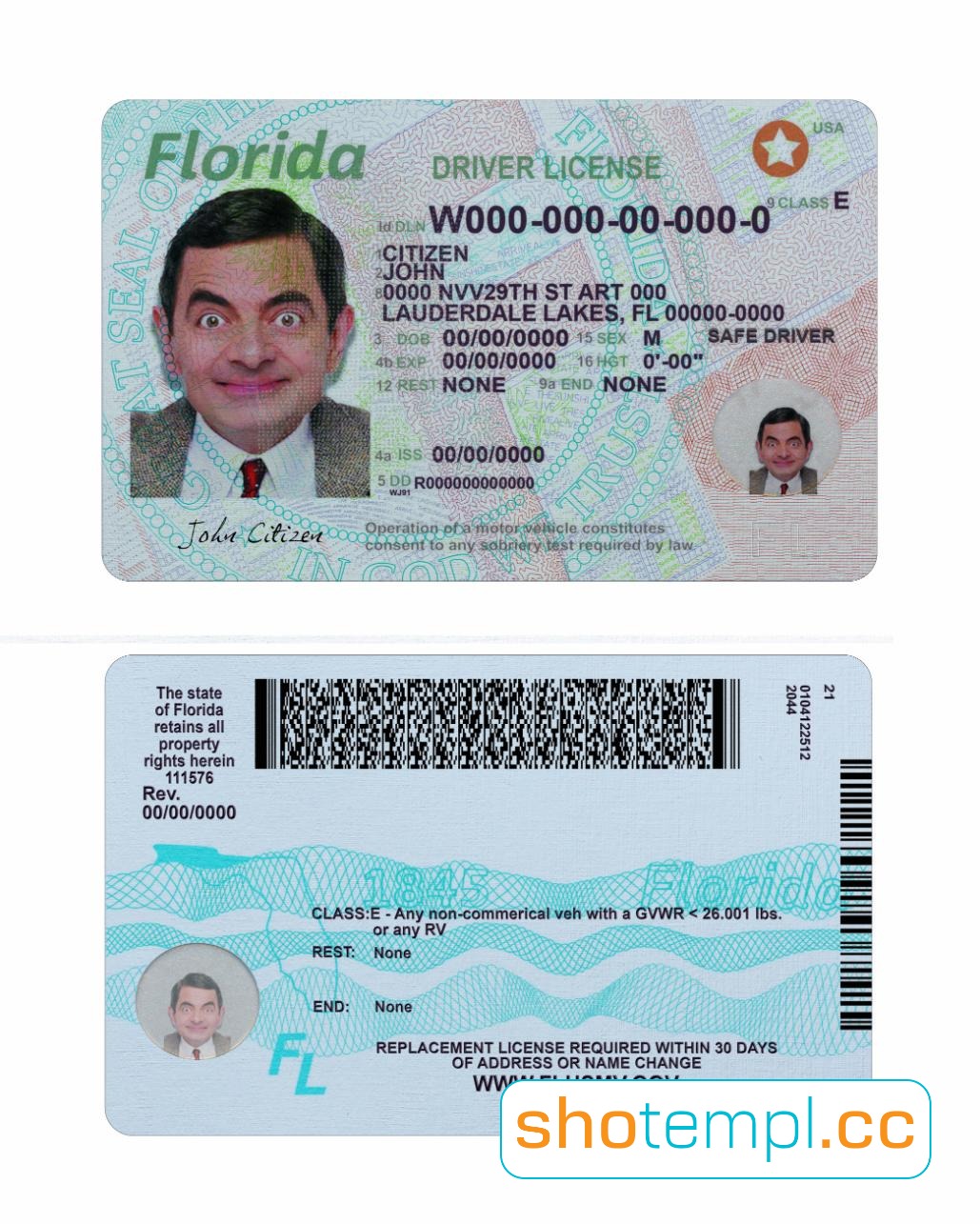 Florida Driver License PSD Template V2
